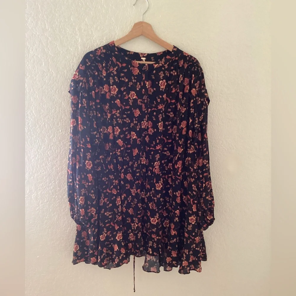 NWOT Free People Flower Fields Mini Dress in Dark Combo Size Medium - Picture 2 of 6
